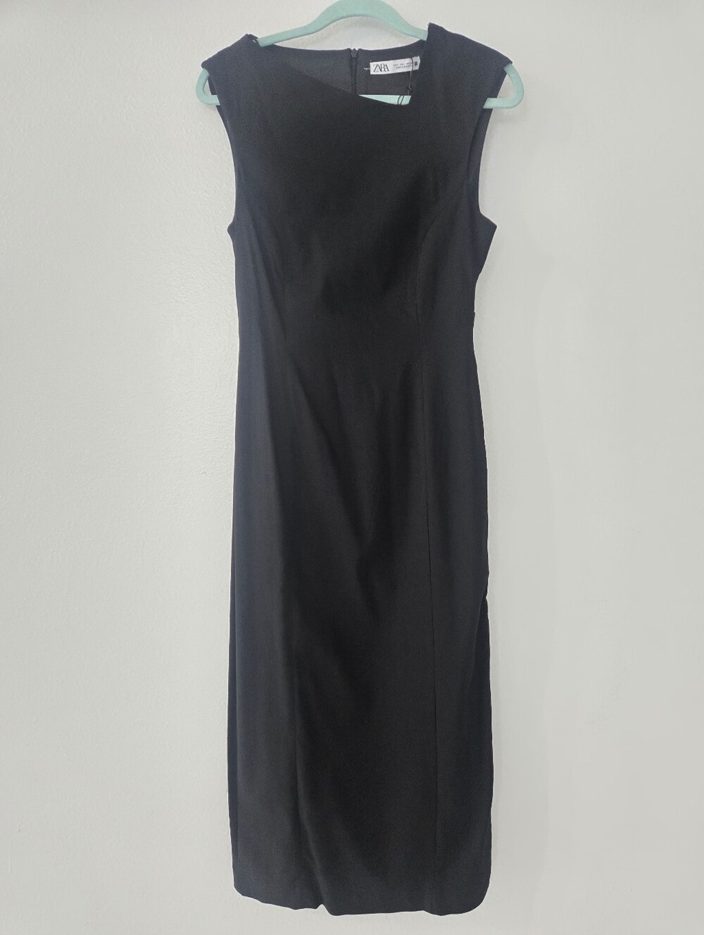 Zara black midi dress in L with side cut outs and asymmetric neck line New - Picture 6 of 16